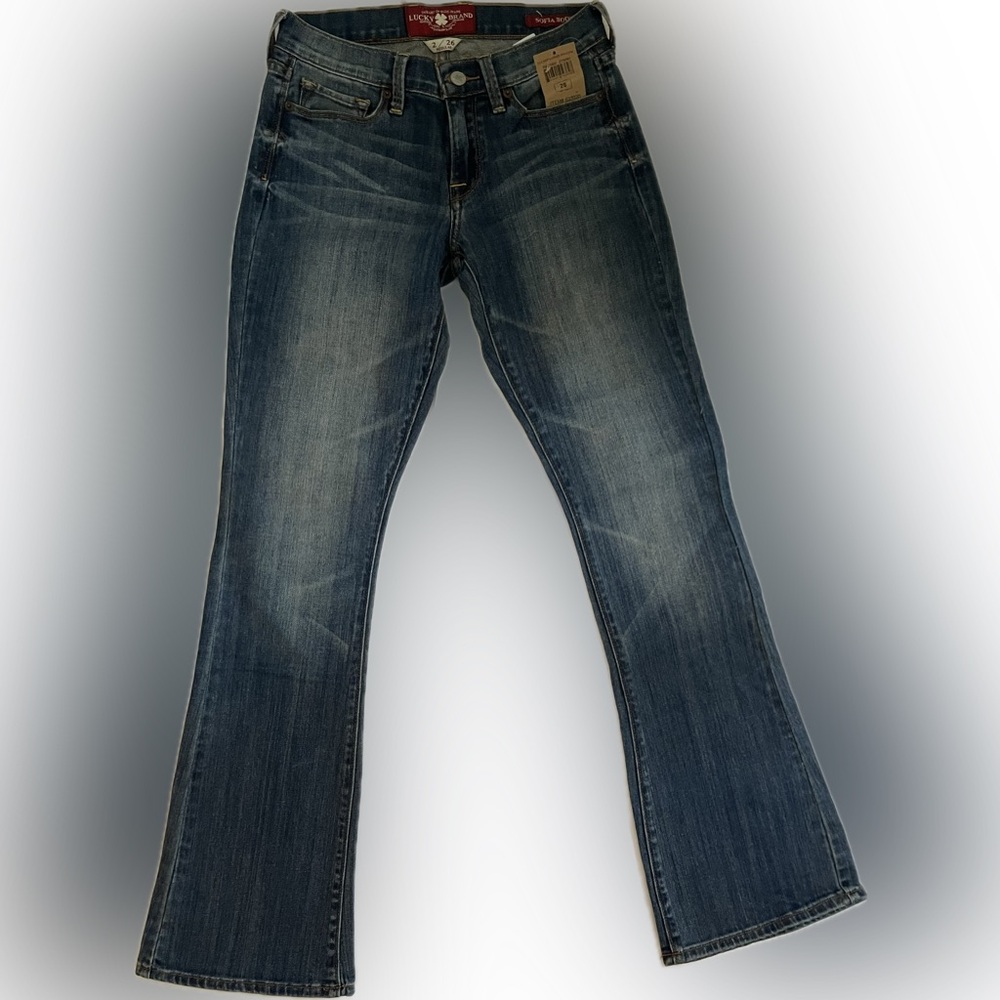 Lucky Brand Dark Blue Flare Jeans Low Rise NWT sz 26 Y2K